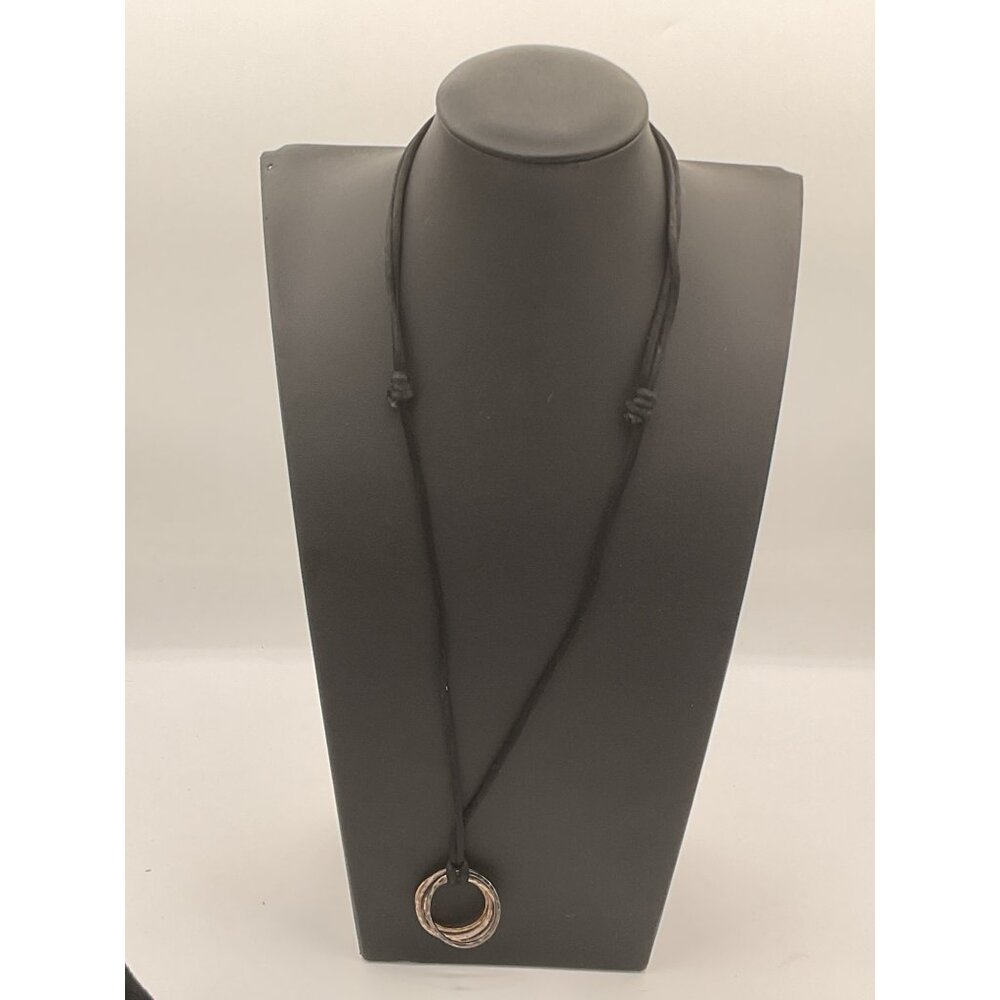 Handcrafted Silver & Copper Ring Pendant Necklace Adjustable